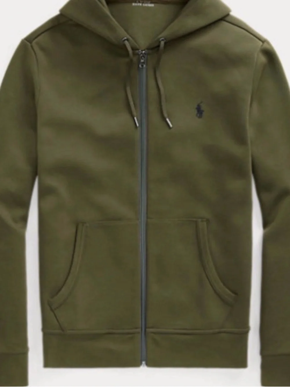 Polo Ralph Lauren Men's Large Double Knit Full Zip Hoodie Olive Green - Picture 3 of 6